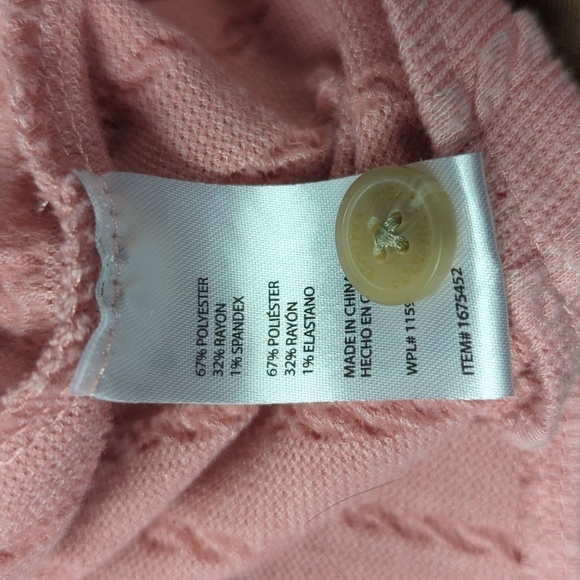 Weatherproof Cable Knit Knot Sweater Top Cardigan Pink L preppy cottagecore - Picture 6 of 7